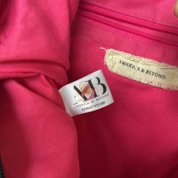 America and Beyond Butterfly Embroidered Black and Pink Tote Bag - Picture 11 of 11